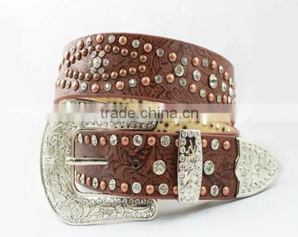 Western bling stone and conchos woman western rhinestone belt