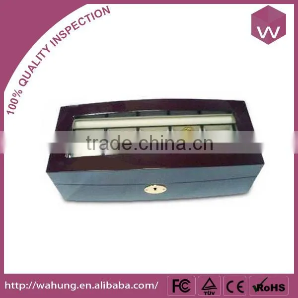 Acrylic Window Wooden Black Watch Packaging Box For Storage