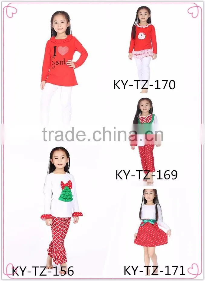 2016 christmas yiwu kaiya new fashion 3 pieces coat dress and pant baby girl boutique clothing sets
