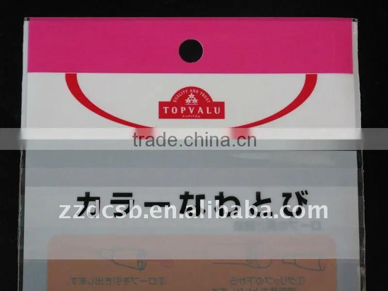 Plastic BOPP Self Adhesive Bag With Hanging Header