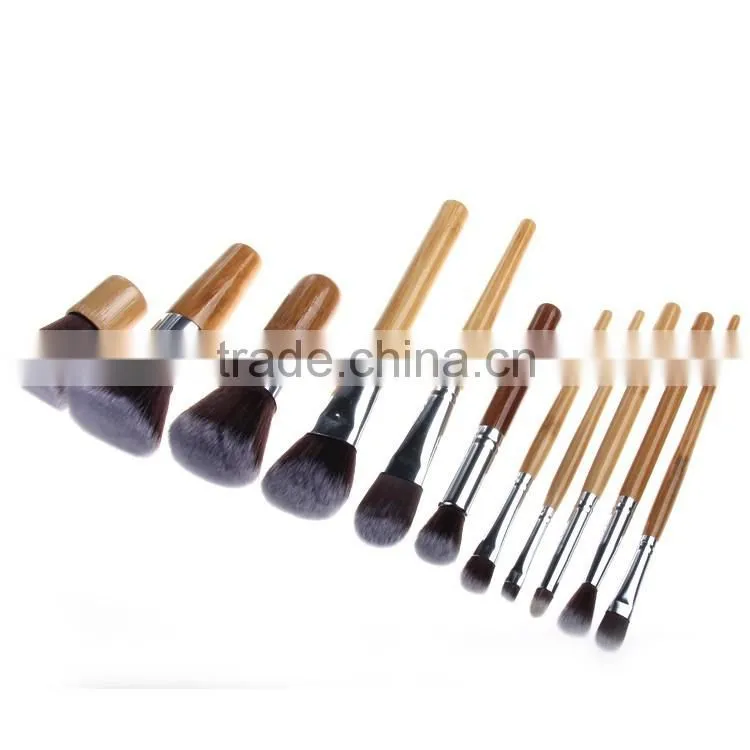 Natural Wood Handle Makeup brushes set 11 pcs