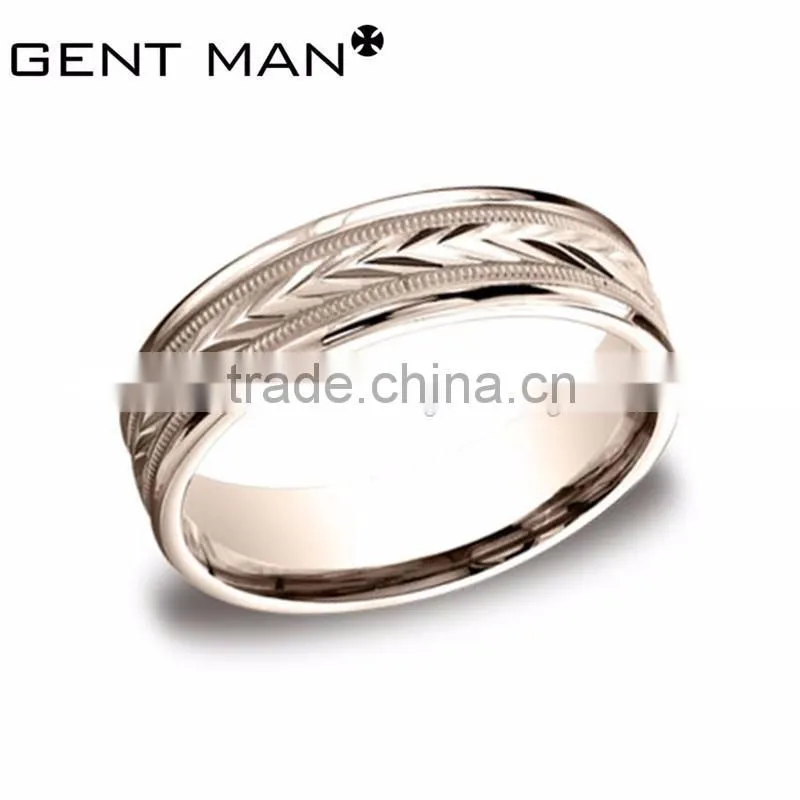Surface etched Titanim Steel ring Men's 316L Stainless Steel rings jewelry