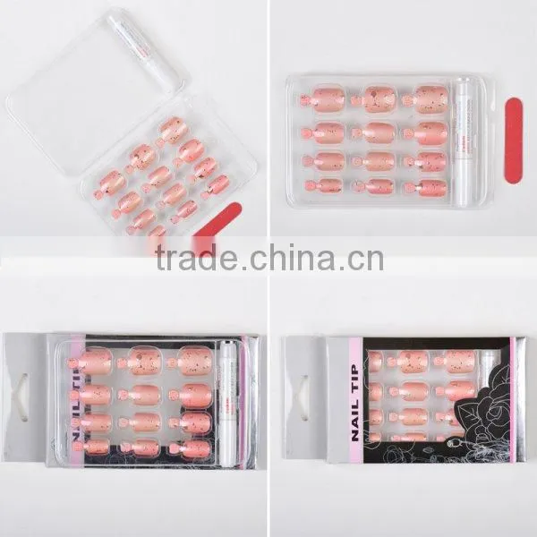 Free samples metallic colored acrylic artificial nail tips christmas decoration full cover color manicure fake nail tips
