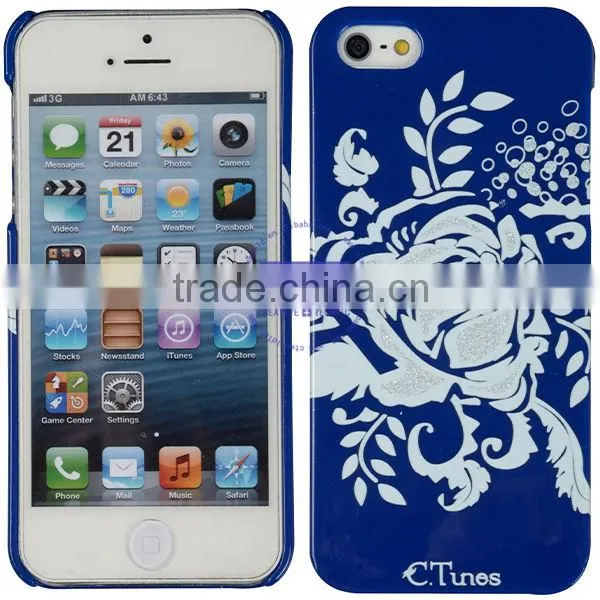C&T Luxury Silver Foil Flower Rose Glitter Hard Case Cover for iPhone 5/5S