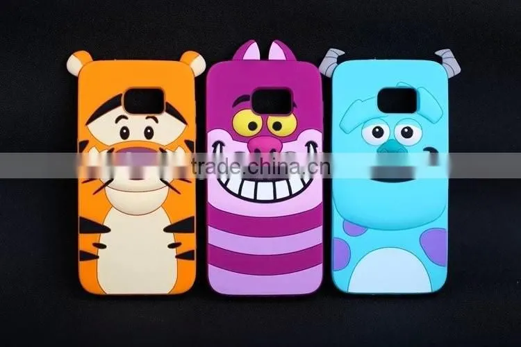 Cute Animal 3D Cartoon Silicone Case Cover For Samsung Galaxy S7 / S7 Edge Sulley/Cat/Tiger Soft Cover