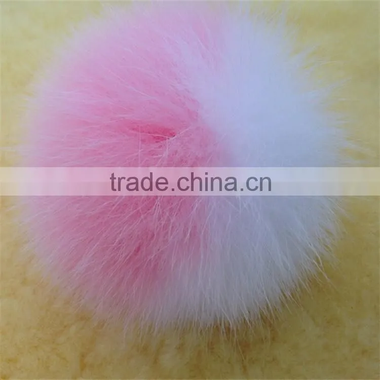 Fluffy Lovely Round 12cm Dyed Fox Fur Pompom with Keychain for Bags