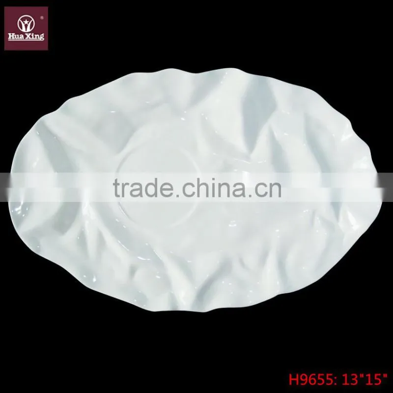 H9655 wholesale oval decorative porcelain plate folding tableware