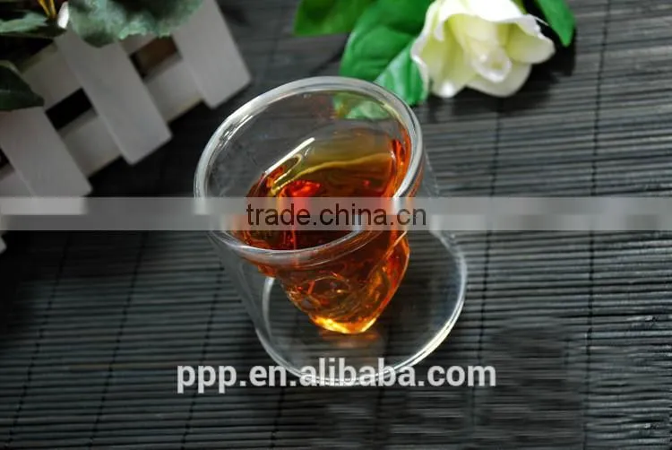 Skull glass cup/ handmade glass cup/ square glass cup