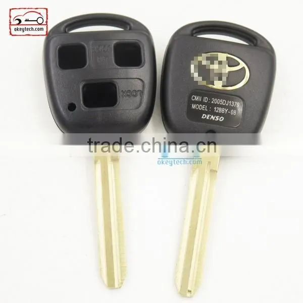 High Quatity Toyota remote key shell 3 button Car Key toyota with toy 43 blank with gold logo romote key shell