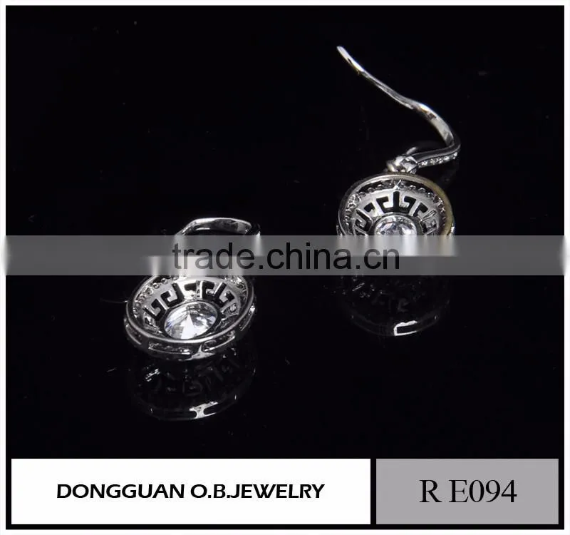 Crystal 925 Sterling Silver Zircon Earring Jewelry With Rhinestone