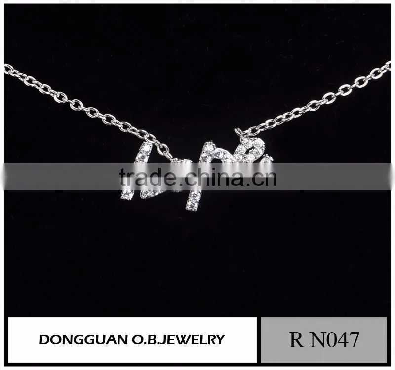 Cheapest Stainless Steel Pendant Anchor Necklace/Crystal Letter White Gold Necklace
