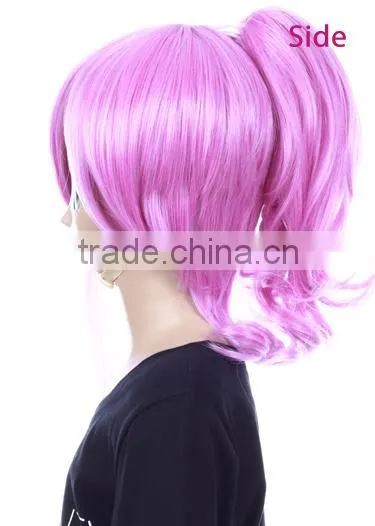 Colorful multi red pink cute tassels Synthetic anime wig japanese hot cosplay wig with horsetail