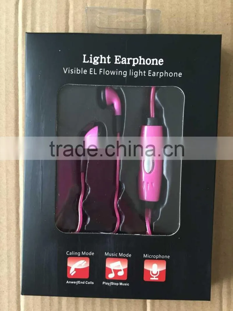 KPT EL WIRE FLASHING LIGHTING EARPHONE GLOWING EARPHONE HEADSET