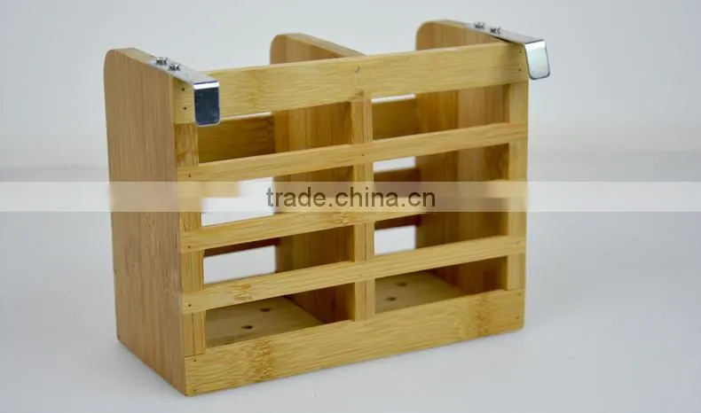 BH005 Bamboo Kitchen Utensil Caddy with metal hanger