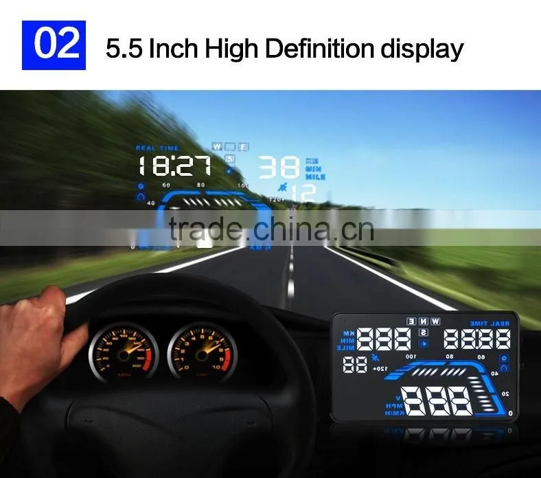 Q7 HUD 5.5 inch Car GPS Head Up Display Windscreen Projector Vehicle Speed Warning Fuel Consumption Car Driving Data Diagnosis