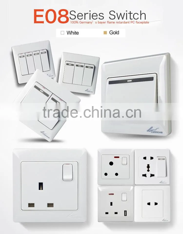 E08 Economic 5pin universal socket with 1gang 1way/2way switch