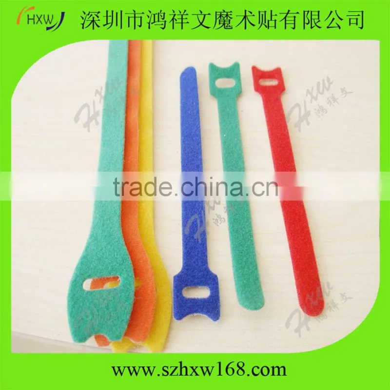 Custom hook and loop strap adjustable cable ties red color