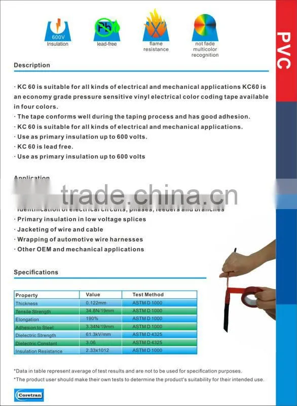 Colorful pvc electric tape