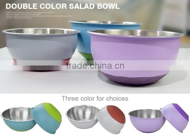 steel salad bowl with silicone bottom