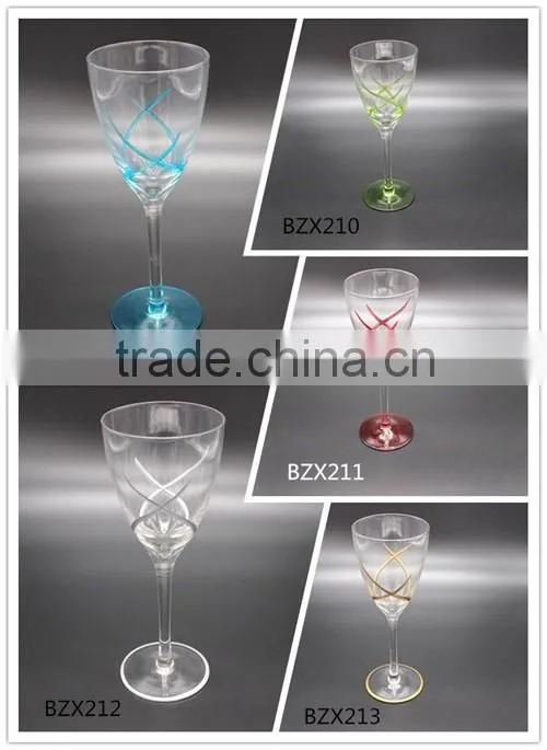 Wholesale Clear Goblet With Lines Of Different Colors