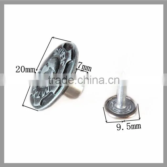 Fashion Kinds of Custom Metal Denim Shank Jeans Button