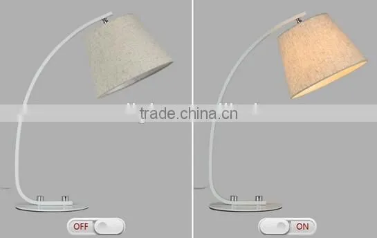 Modern Bow Shape Desk Lamp Metal Body With Fabric Lampshade Bedroom Study Room Living Room Table Lamp