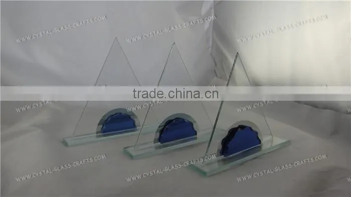 Top selling cheap star jade glass awrd trophy wholesale sport glass trophy light base
