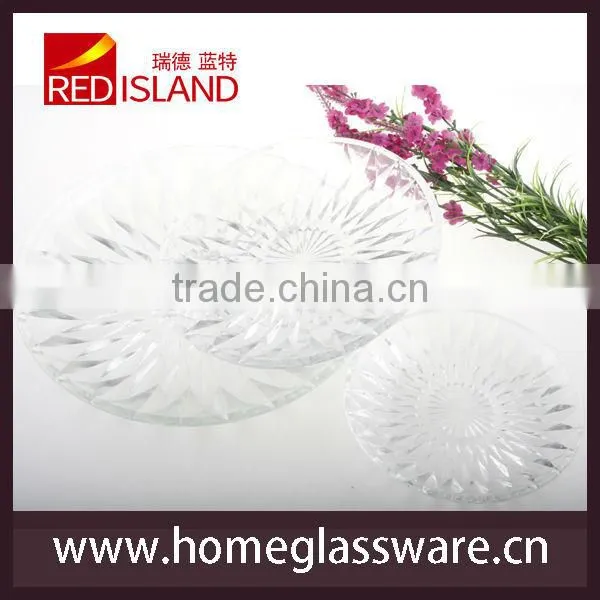 wholesale engraved crystal glass plate fruit plate