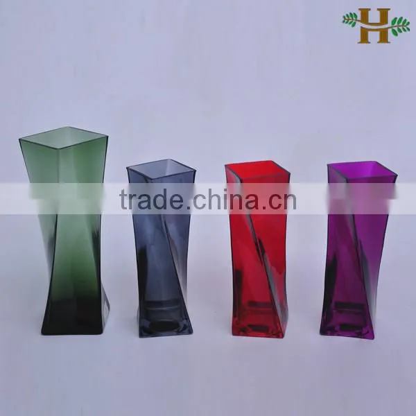 Cheap colored twisted glass vases