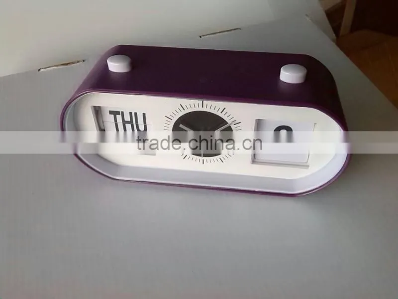 Flip-Date Retro Alarm Clock With Calendar/date table clock/table alarm clock