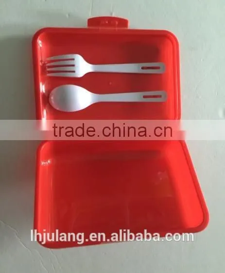 Useful Plastic lunch box with spoon and fork set / plastic lunch box set