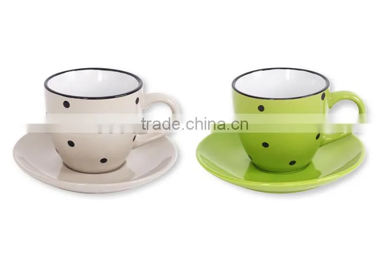 color glaze stoneware ceramic cheap cup and saucer