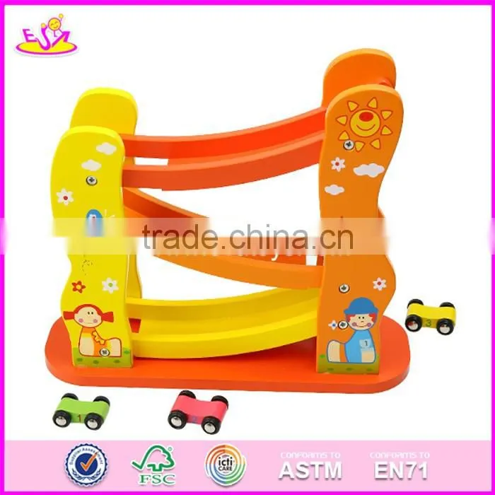 2017 new design 3 levels kids cartoon wooden toy race track W04E051