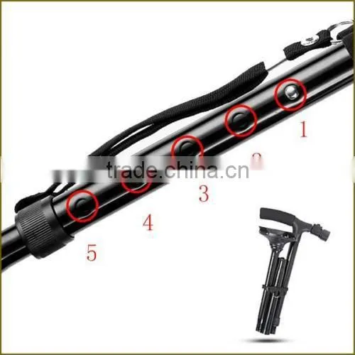 2017 new hot Multifunctional Trusty Cane Walking Stick Old People LED Light 4-feet Folding
