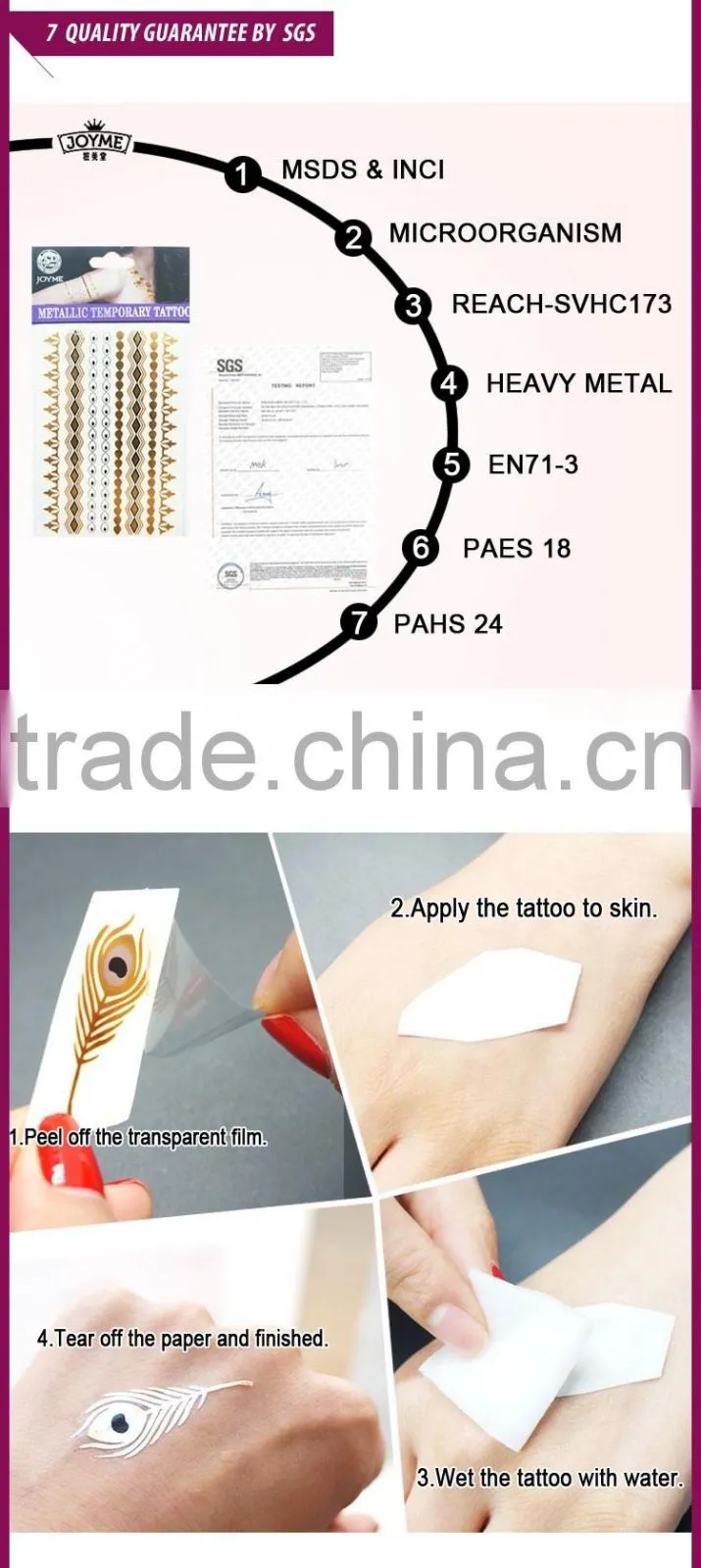 metallic tattoo gold temporary tattoos sticker Wholesale