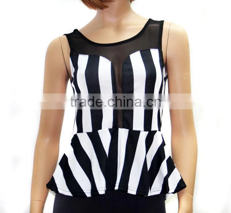 2015 New Arrival Fashion Design Wholesale Sleeveless Lady Blouse