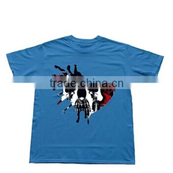 China Wholesale 100% Cotton Fabric Short Tees Custom Print Fit t Shirt O Neck