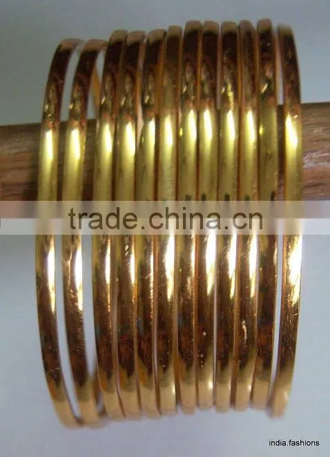 Set of 4 GOLD tone INDIAN BRACELET BANGLES KADA #D22