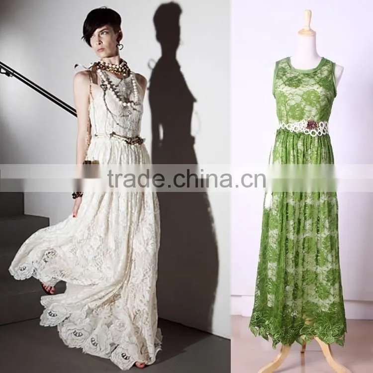 2016 New Model One Piece Dress Lace White Dress Evening Dress Patterns