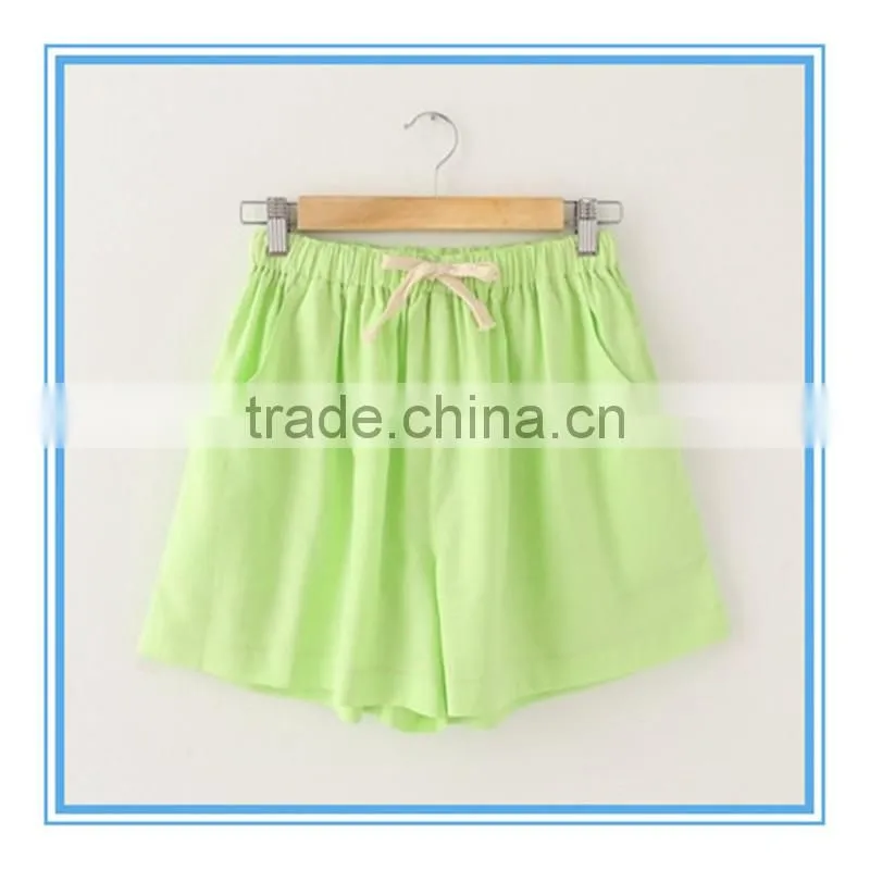 Wholesale Women Summer Beach Girl Cotton Linen Shorts 15 Colors Plus Size