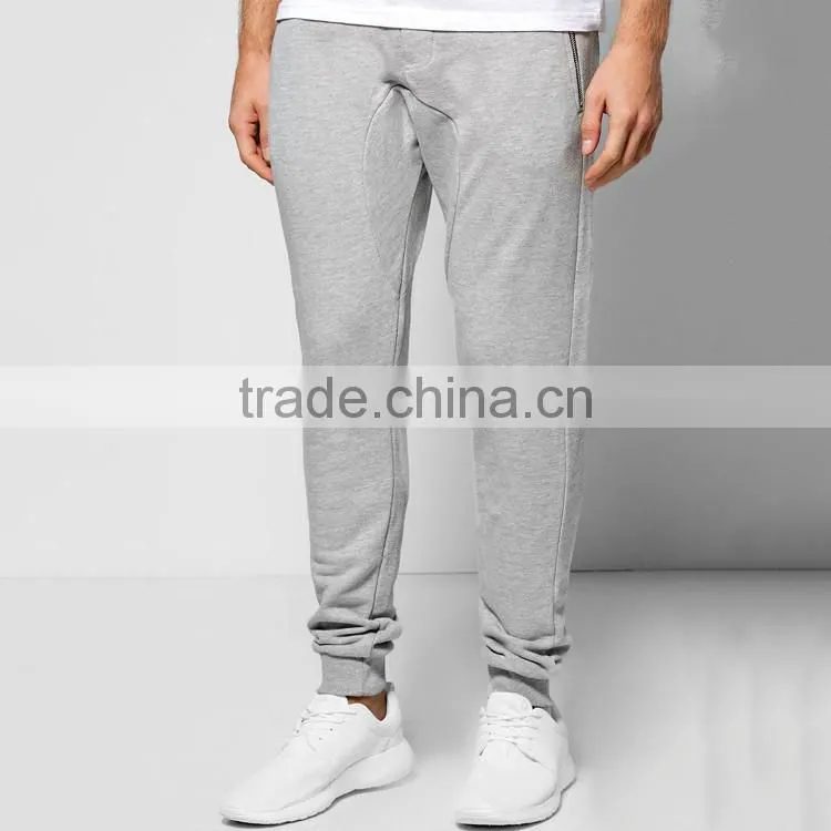 skinny fit drop crotch joggers with pockets plain men fashion trousers
