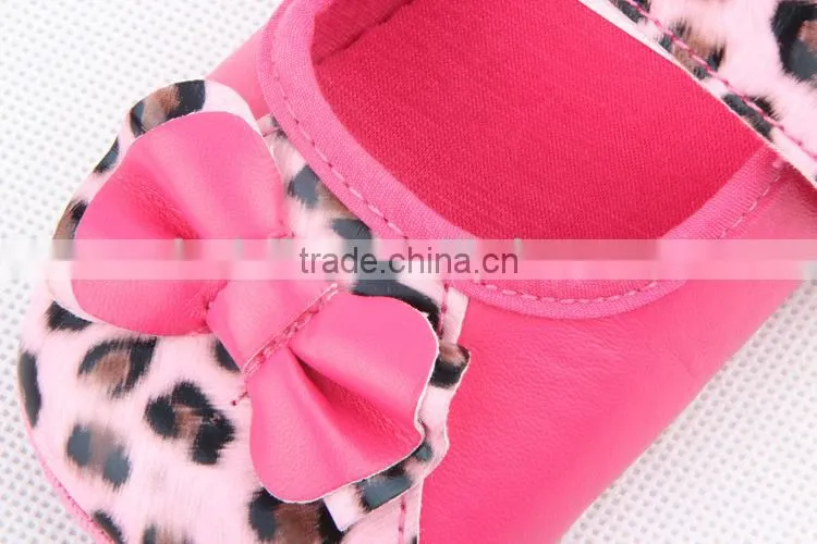 2014 fashion new arrival baby girls leopard leather shoe brand new baby girls leather shoes