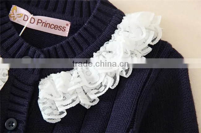 Solid black sweaters computer knitting kids girl cardigan from Duodudo Princess Chinese Sweaters Factory/manufacuters