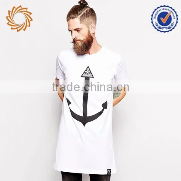 Extra long mens 95% cotton 5% spandex printing t-shirts