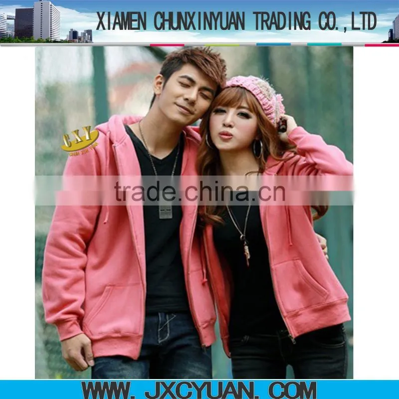 2016 high quality wholesale zipper up hoodies for lovers