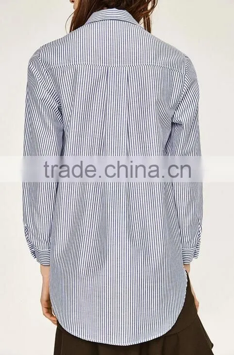 Runwaylover EY2369B 2017 Women Fashion Embroidery Stripe Blouse