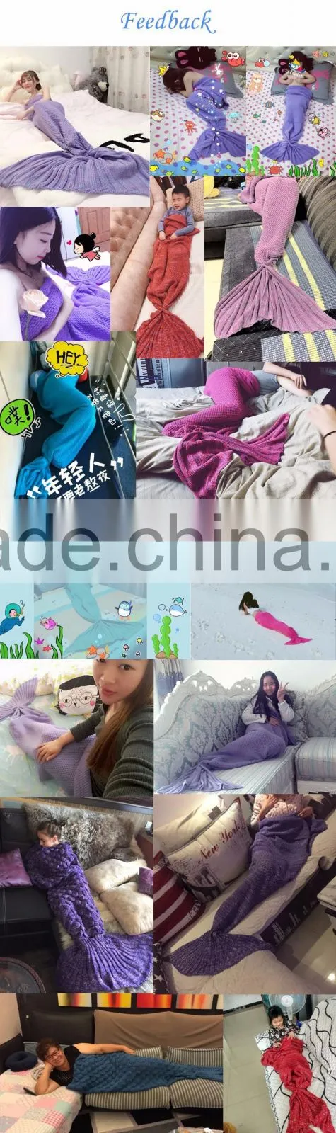 Wool sofa warm mermaid tail blanket 2017 new adult and kids sofa bed throw blankets
