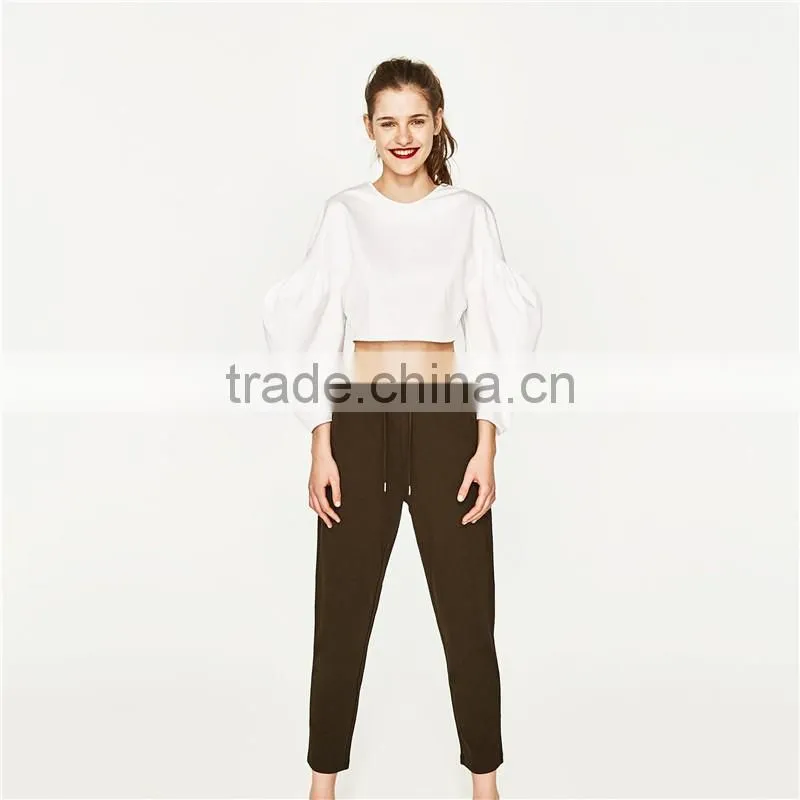 2017 OEM Wholesale 100% Cotton Comfortable Pants Women Sport Jogger Trousers
