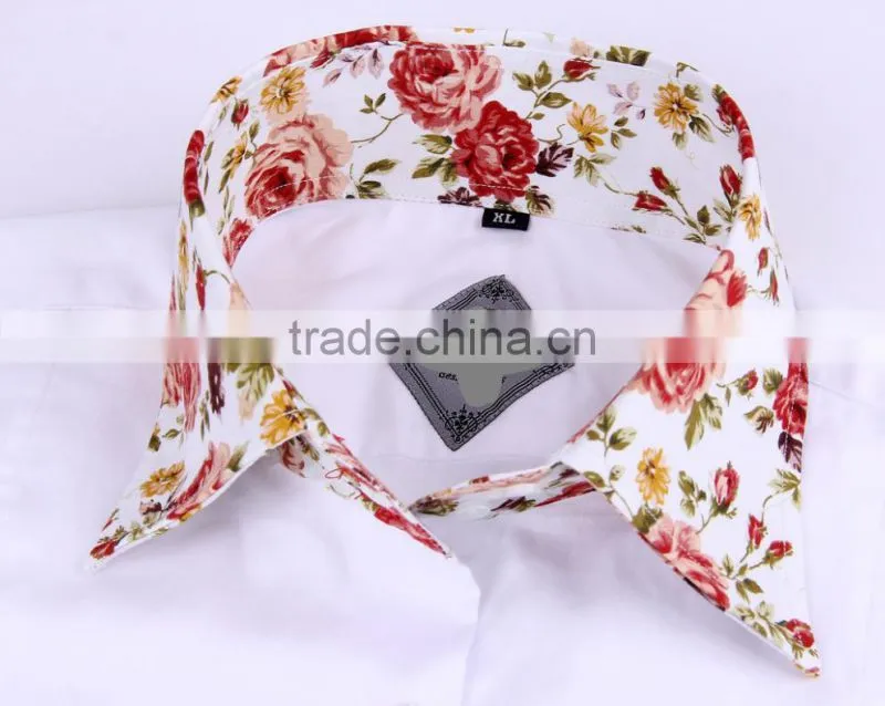 2017 new trend men's shirt with contrast collar and cuff