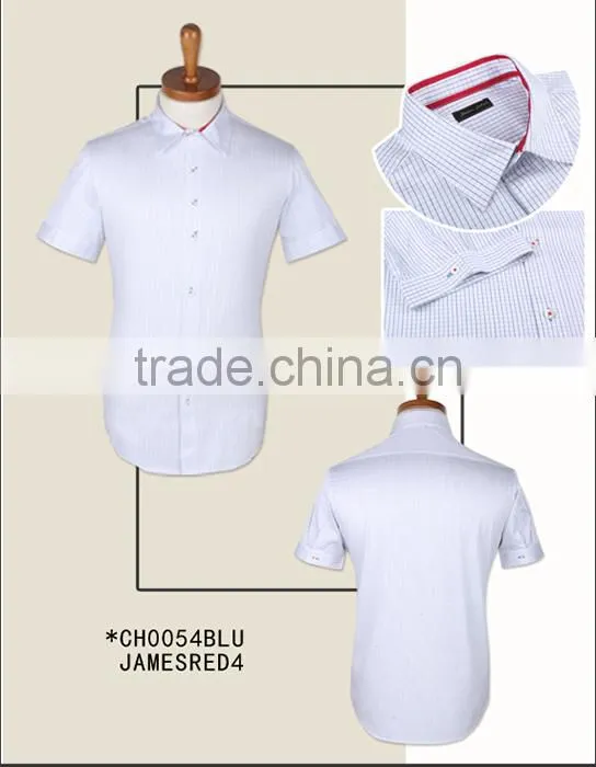 High Quality 100% Cotton new design men slim fit short sleeve dress shirt for summer